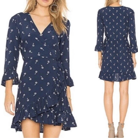 Faithfull the Brand Dresses & Skirts - Wrap Dress by FAITHFULL THE BRAND Carmel Dress in Vineyard Print Vintage Blue